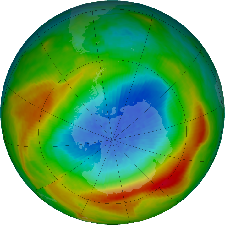 Antarctic ozone map for 07 October 1980